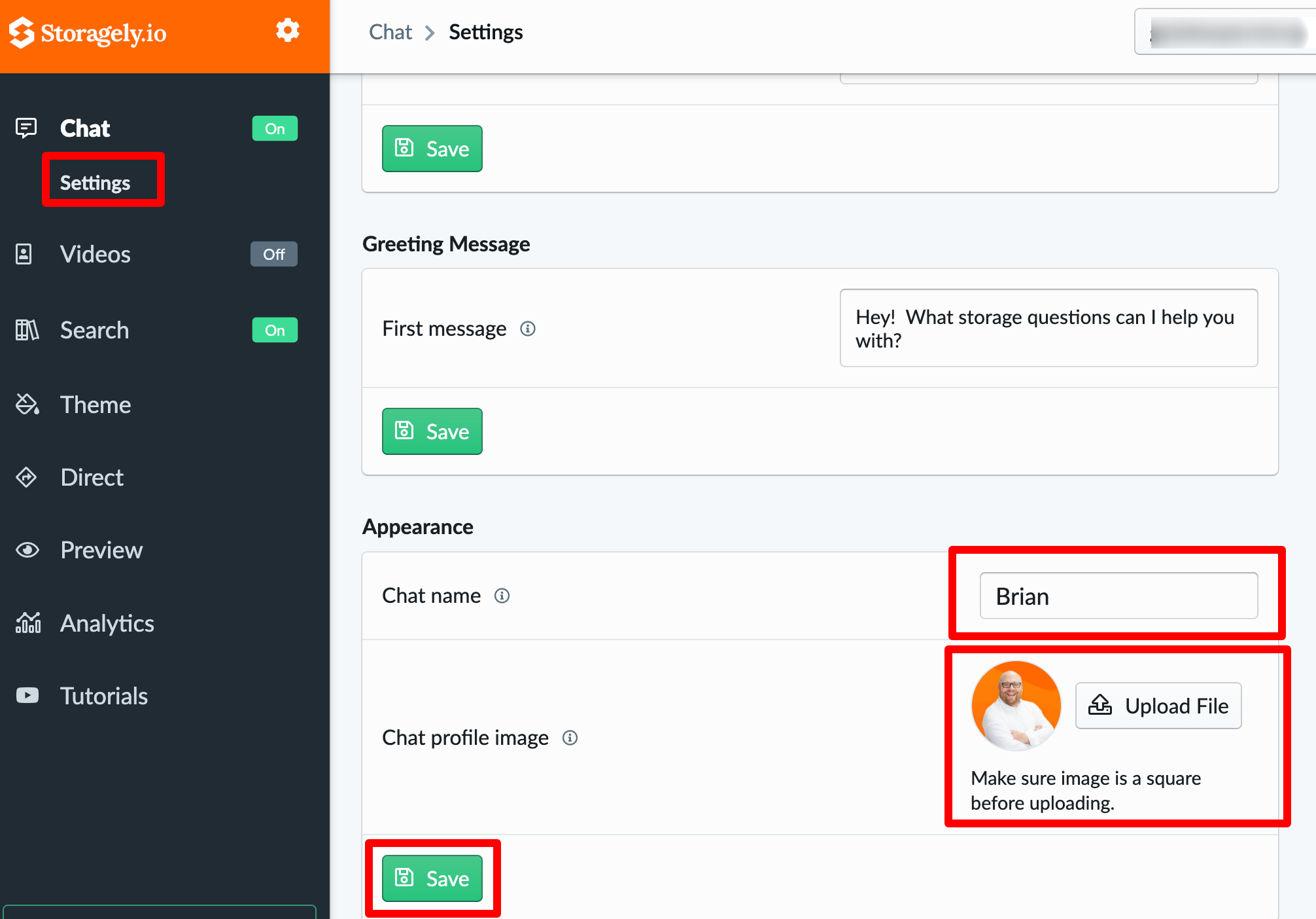 Upload Your Profile Picture to Live Chat